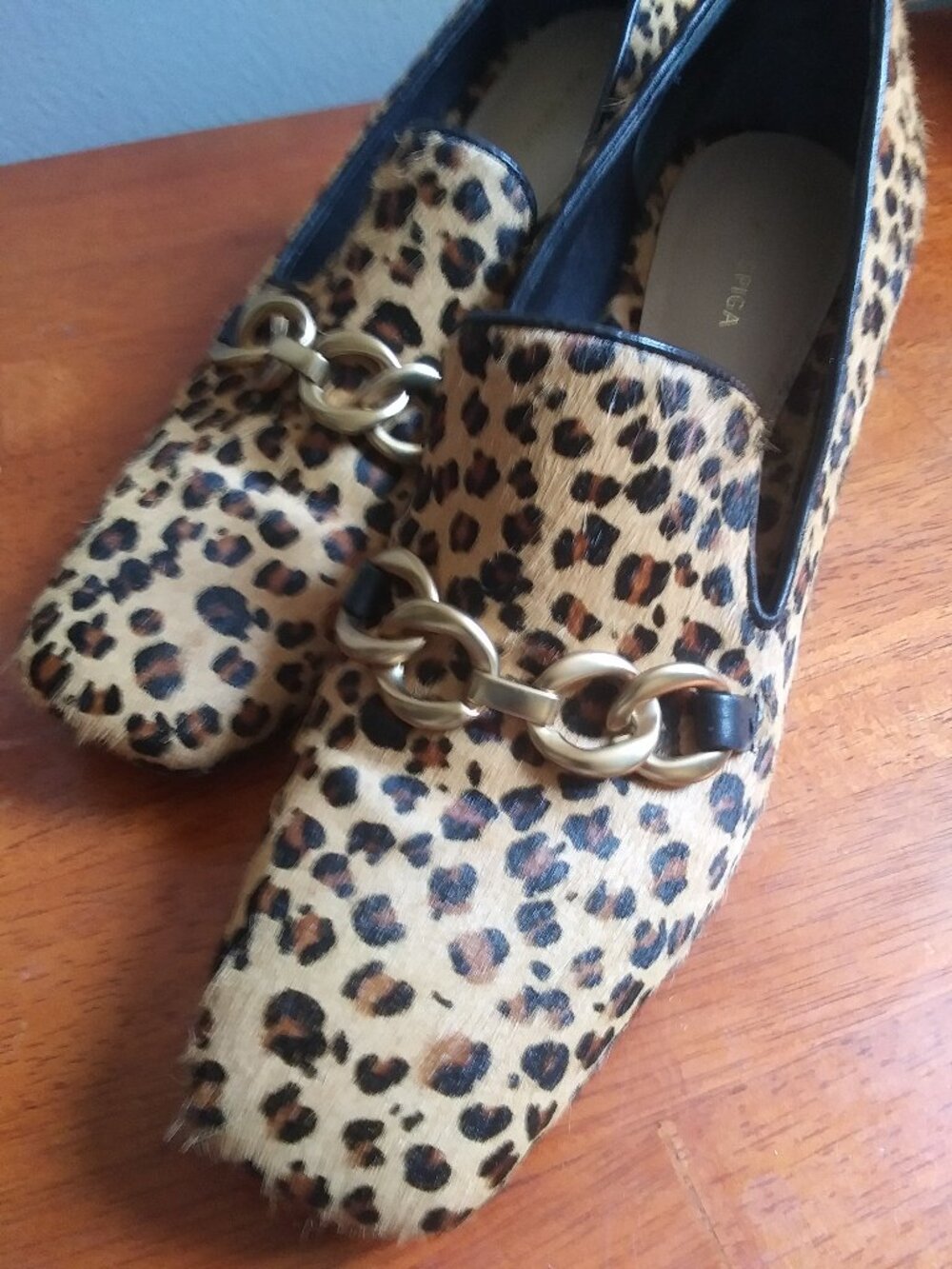 Via Spiga Square Toe Sz 8M Leopard Block Heels Pumps Shoes